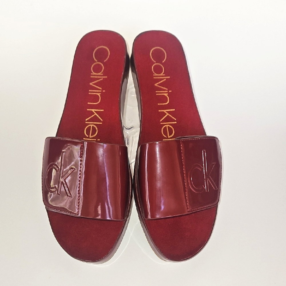 Calvin Klein Women's Burgundy Slide Sandals